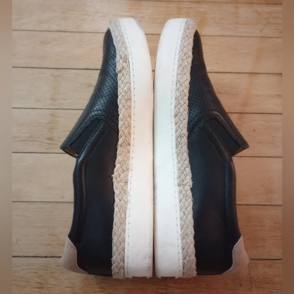 Dr. Scholl's Scout Jute Black Cream Leather Slip-On Espadrilles Shoes Women 8